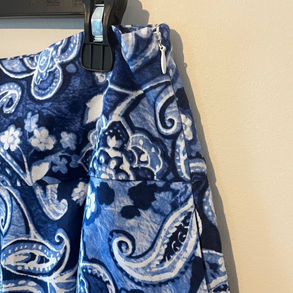Lauren Ralph Lauren Paisley Skirt Women 8 Blue A-Line Cotton‎ Knee Length - Picture 3 of 6